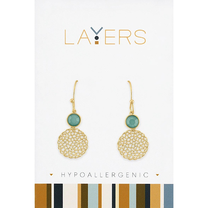Pacific Opal & Delicate Mesh Dangle Earrings in Gold