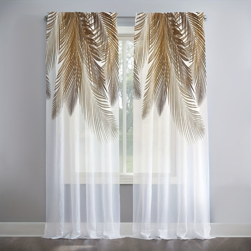 Yellow Feather Rod Pocket Style Curtains