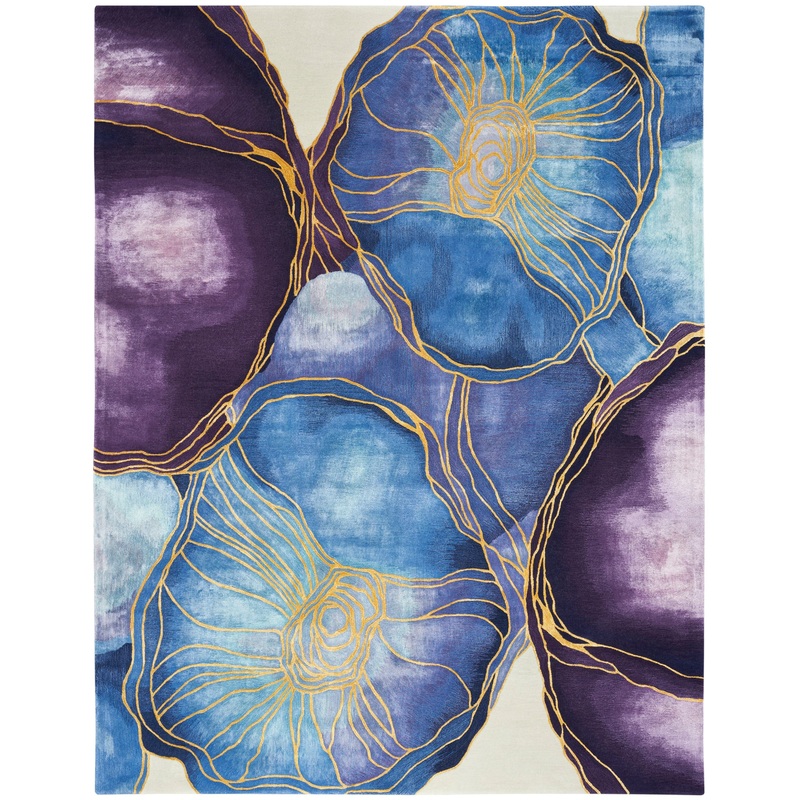 Nourison Prismatic 5’6″ x 7’5″ Blue Gold Modern Indoor Rug