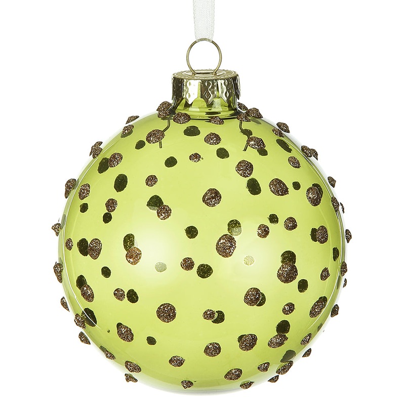 Dots Glass Ball Ornament – Green
