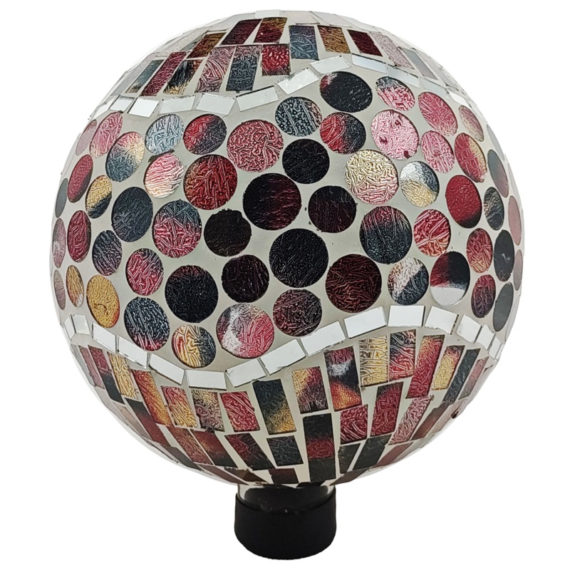 Very Cool Stuff Mosaic Glass Gazing Globe with Hanging Chain, Copper Penny Wave Tile, 10in