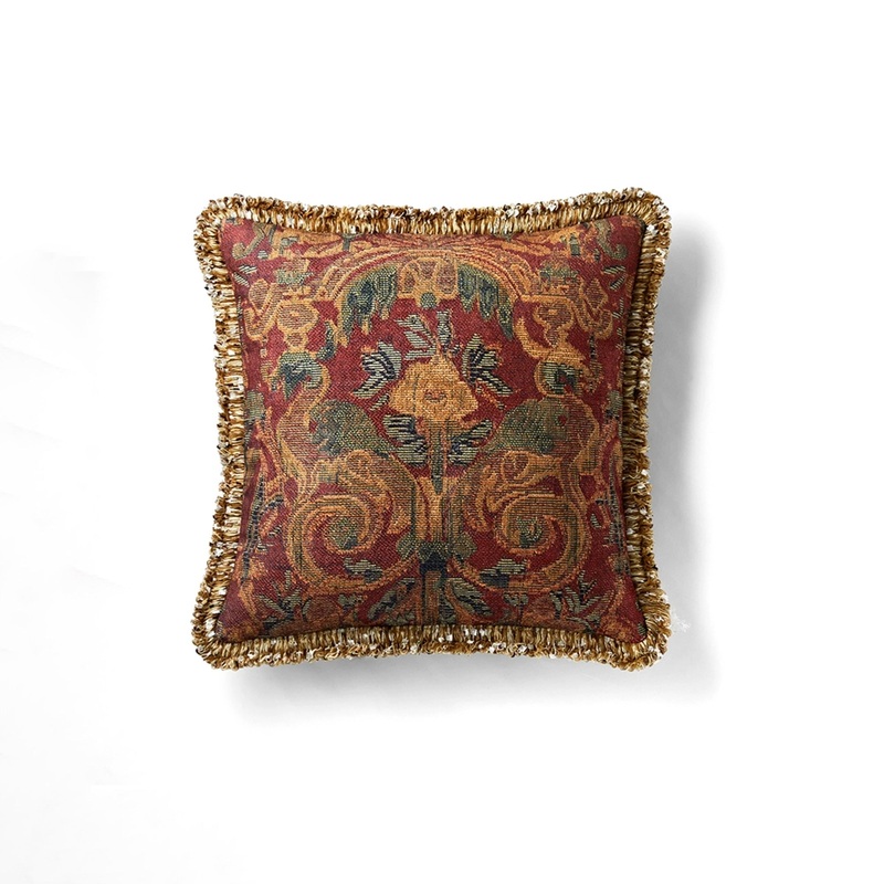 Vintage Tapestry Fringe Throw Pillow