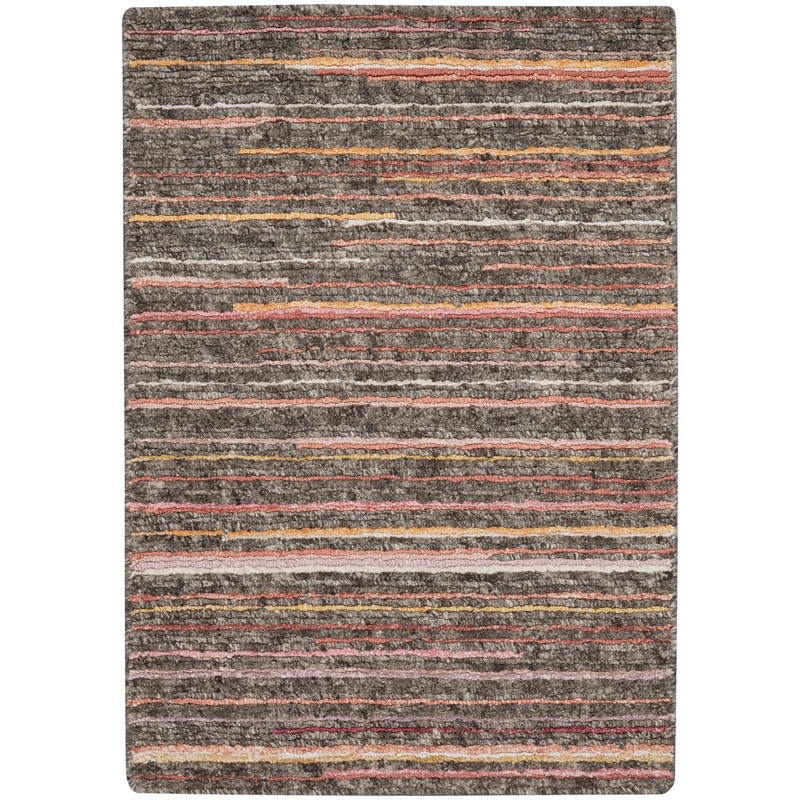 Nourison Plateau 2′ x 3′ Grey/Flame Modern Indoor Rug