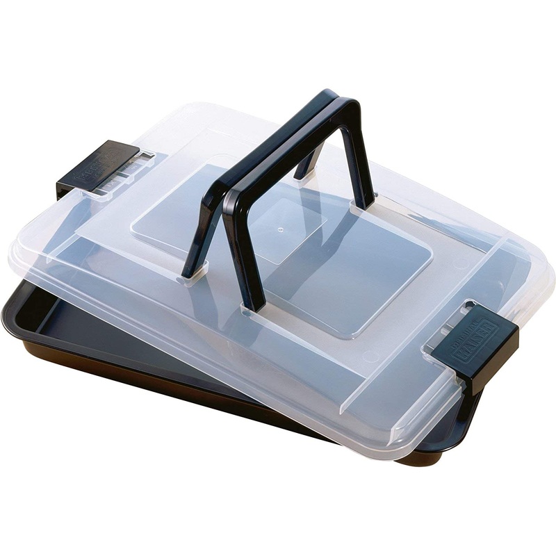 Kaiser Bake & Take Baking pan with lid 16.5×11.41in, 43 x 29.7 x 43 cm, Black/Transparent