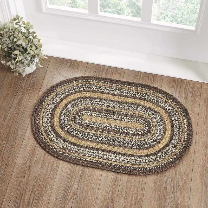 Espresso Jute Rug Oval w/ Pad 20×30