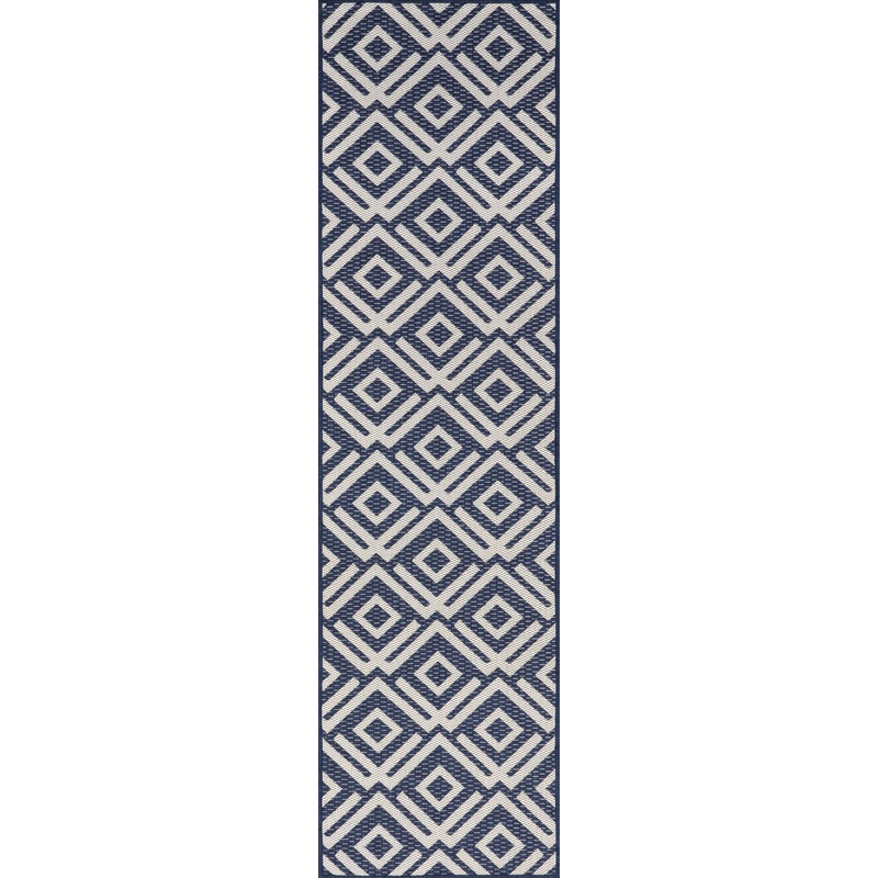 Winged Birdseye Lattice Indoor/Outdoor Rug | Navy