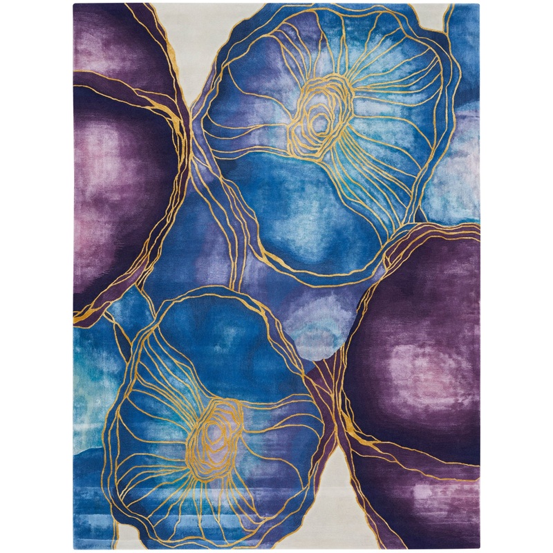 Nourison Prismatic 9’9″ x 13’9″ Blue Gold Modern Indoor Rug