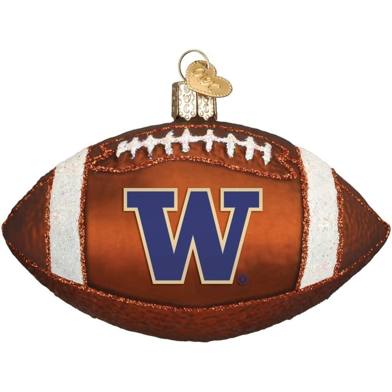 Old World Christmas Blown Glass Ornament for Tree, Washington Huskies Football