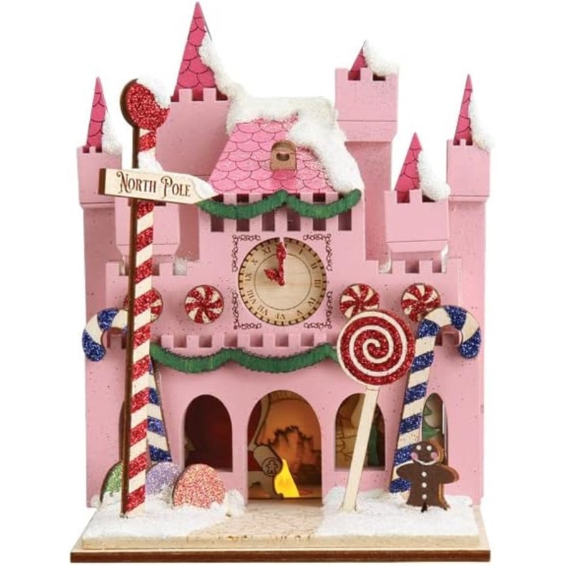 Old World Christmas Ginger Cottage Wooden Ornament for Christmas Tree, Santa’s Magic Castle