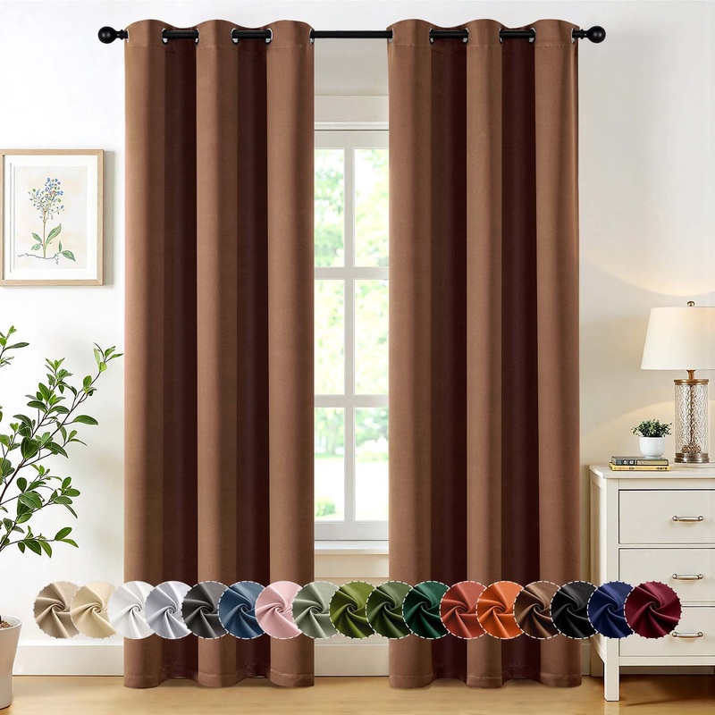MIULEE Blackout Curtains for Bedroom Living Room 84 Inches Long 2 Panels, Thermal Insulated Room Darkening Drapes Solid Grommet Noise Reduction Light Blocking Window Treatments 40×84 Inch Mocha Brown
