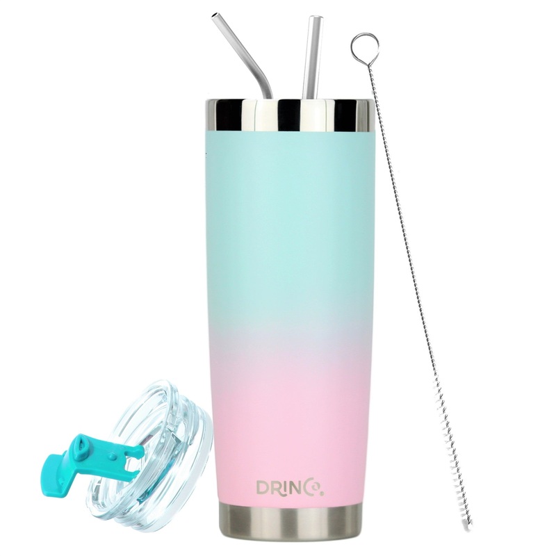 20oz Insulated Tumbler Spill Proof Lid 2 Straws- Macaron