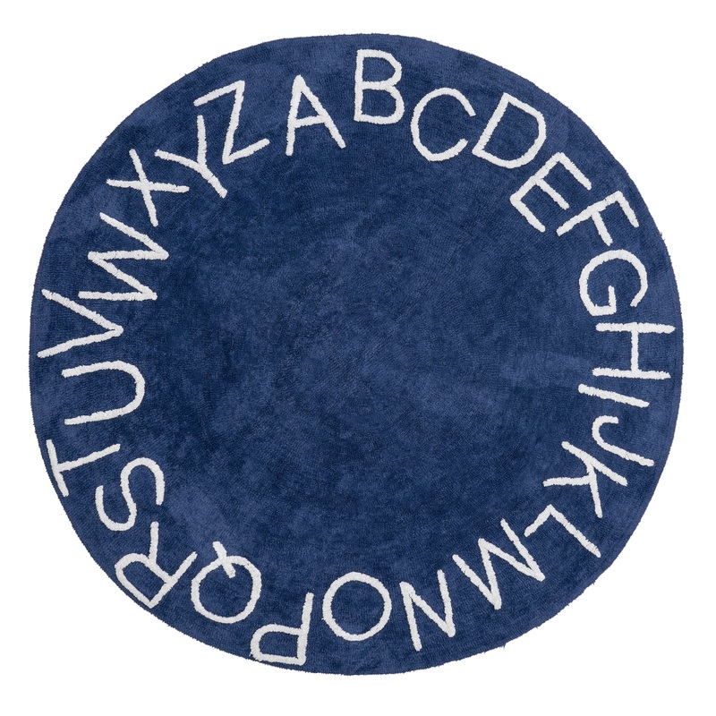 Alphabet Nursery Washable Rug | Navy