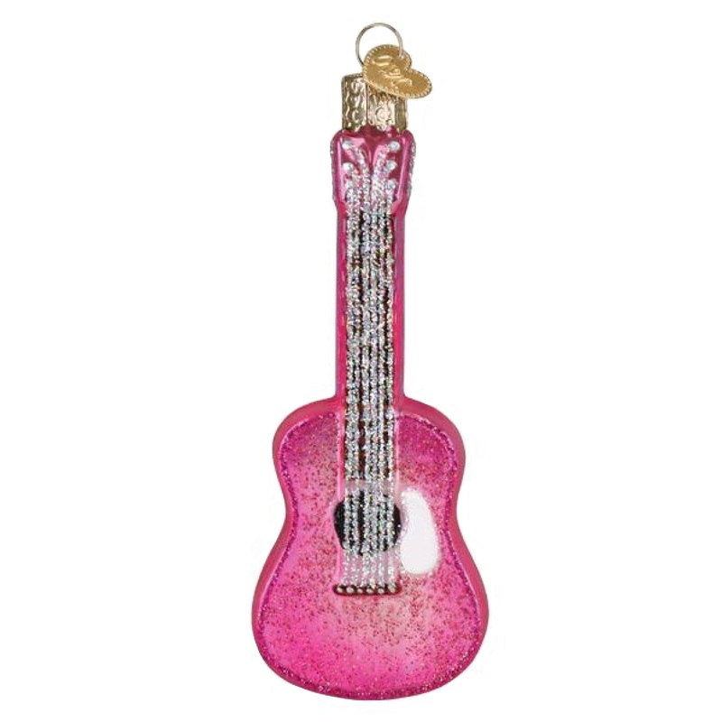 Old World Christmas Blown GlassOrnament for Christmas Tree,Glittered Glam Guitar
