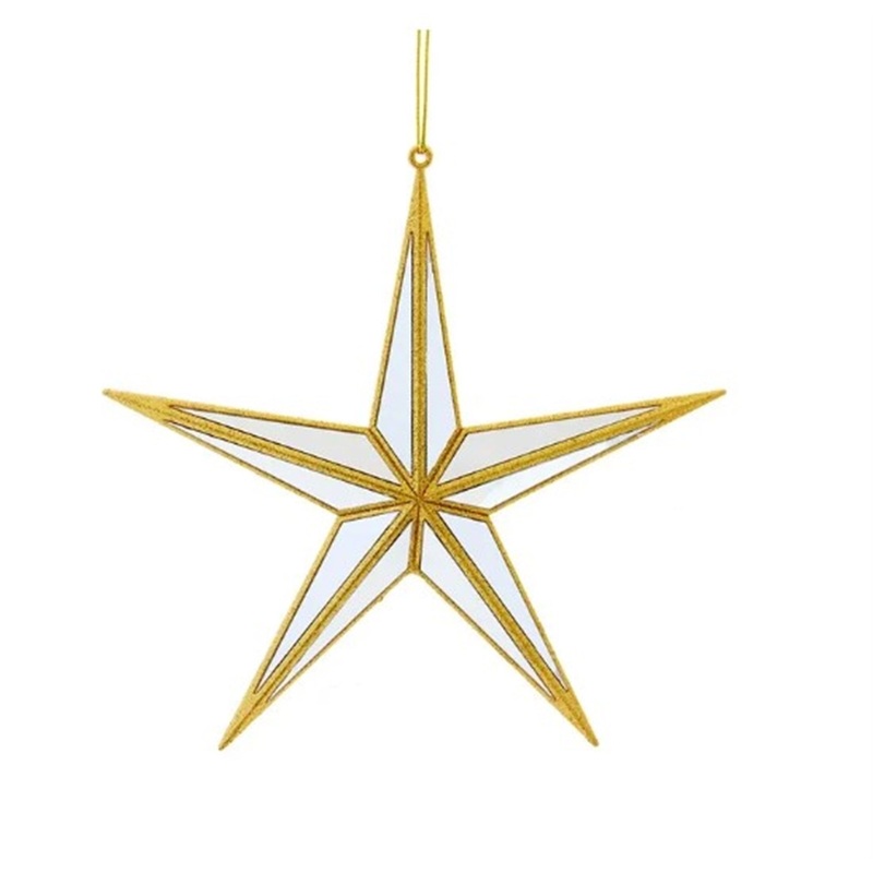 Kurt Adler Gold Mirror Star Ornament, 4″ (Pack of 1)