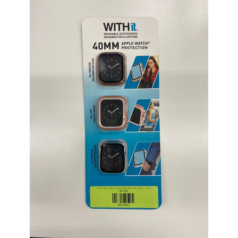 WITHit 3-Pack Protective Cover for Apple Watch 40mm: Series 4, 5 and 6
