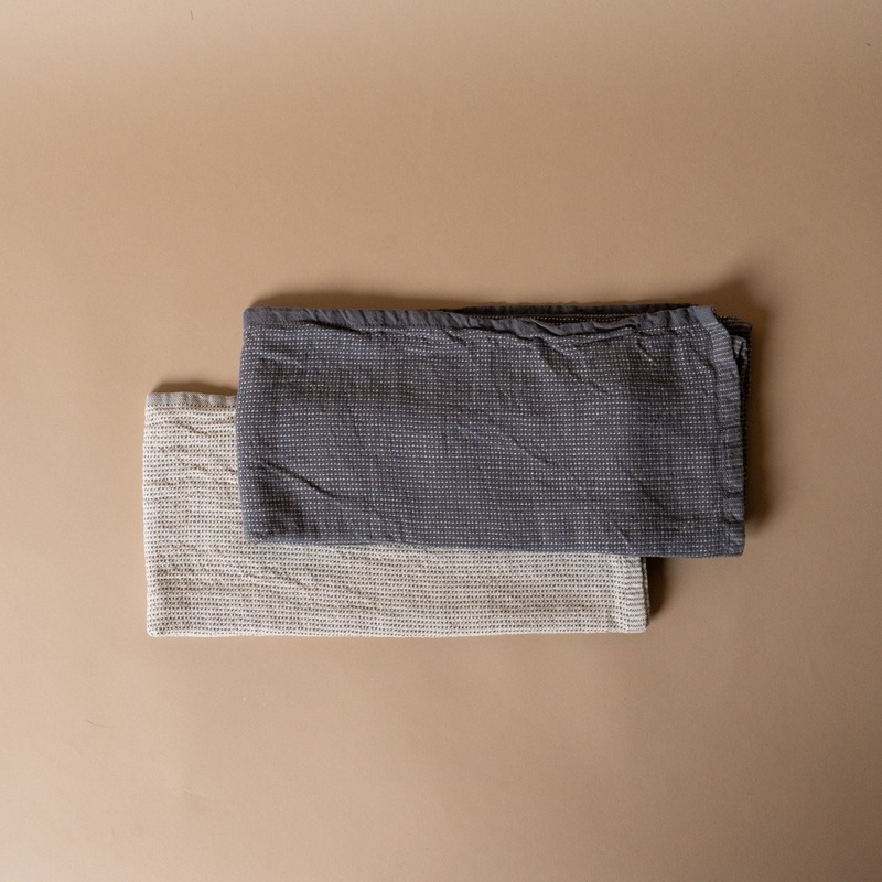 Woven Cotton Hand Towel – Charcoal & Stone
