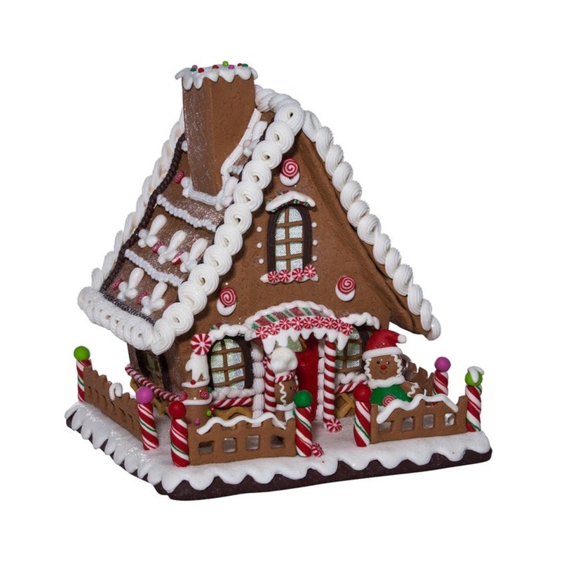 Kurt S. Adler Clay Dough LED Gingerbread House Table Piece, 10″
