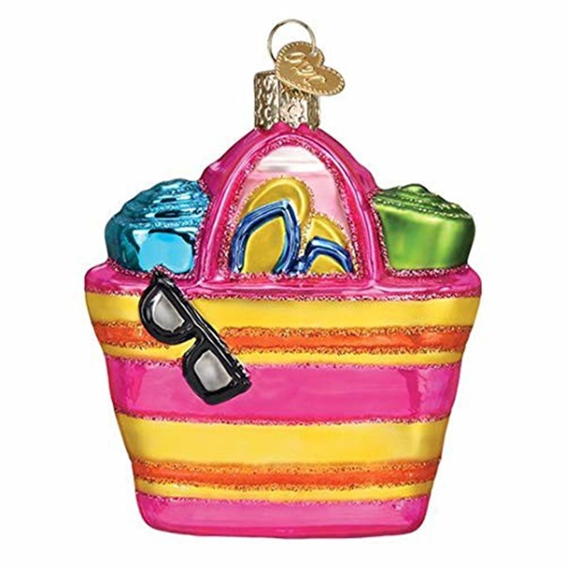 Old World Christmas Glass Blown Beach Bag Ornament
