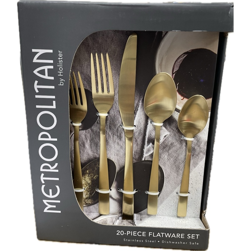 Prestige Metropolitan Cube Gold Flatware, Service for 4