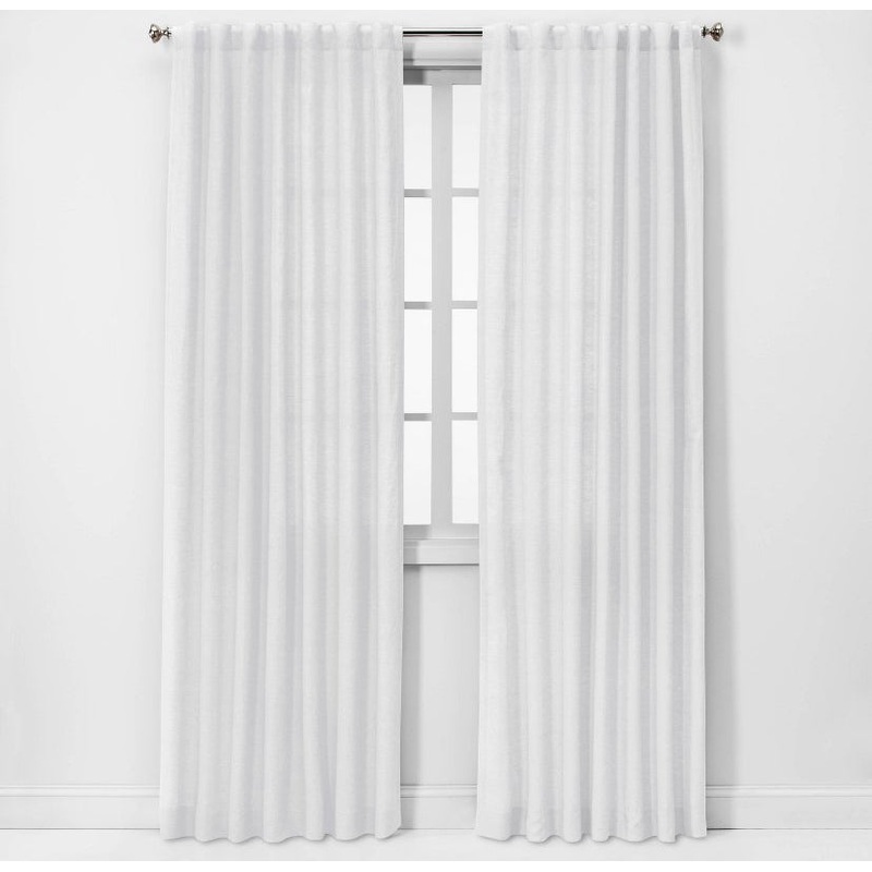 54×84 Linen Light Filtering Window Curtain Panel- White
