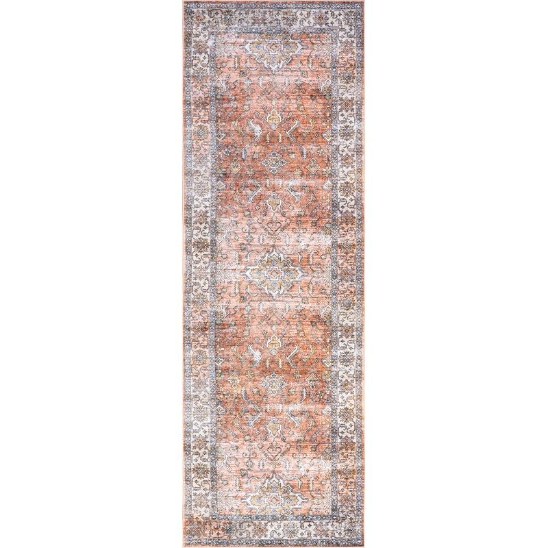 Yvette Spill Proof Washable Rug | Rust