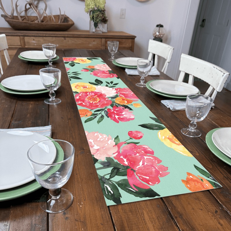 Anna Table Runner | Aqua – Premium Vinyl Mat