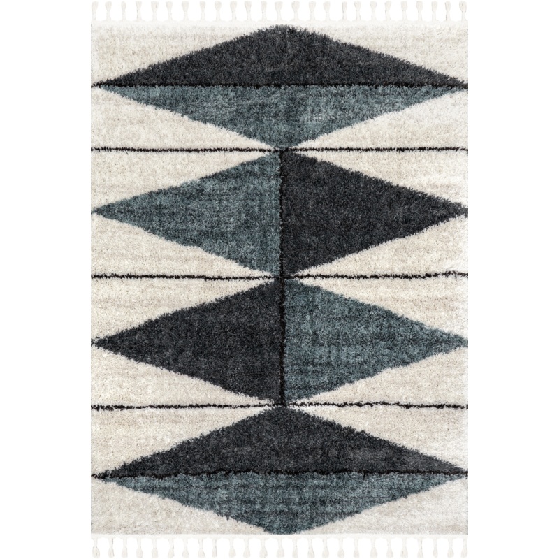Alexia Diamond Tasseled Rug | Navy
