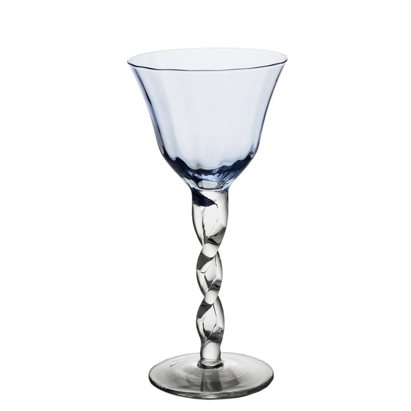ABIGAILS – ADRIANA Wine Glass Twisted Stem – LIGHT BLUE
