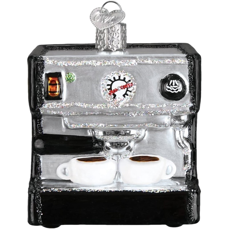 Old World Christmas Blown Glass Ornament for Christmas Tree, Espresso Machine