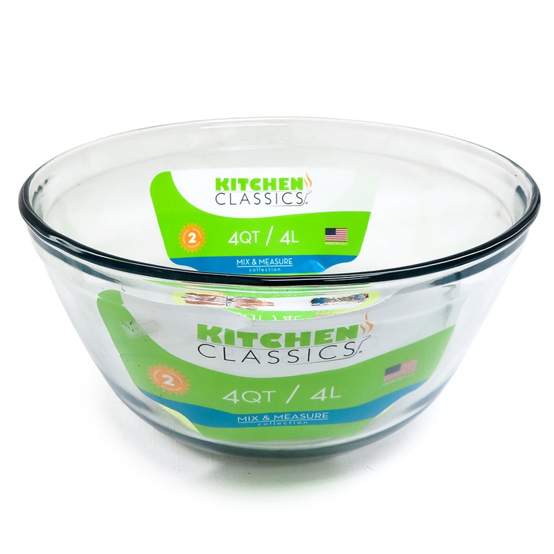 Kitchen Classic Glass Mixing Bowl 4 Quart
