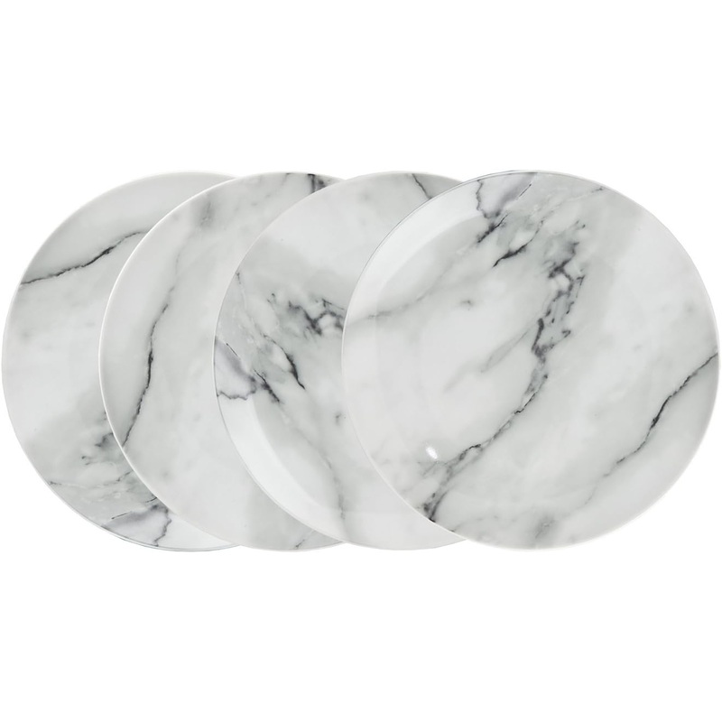 Godinger 7.5″ Natural Marble Design Porcelain Salad Plates Set of 4