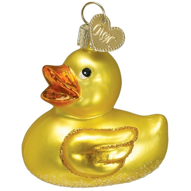 Old World Christmas Glass Blown Ornaments, Rubber Ducky, 2″