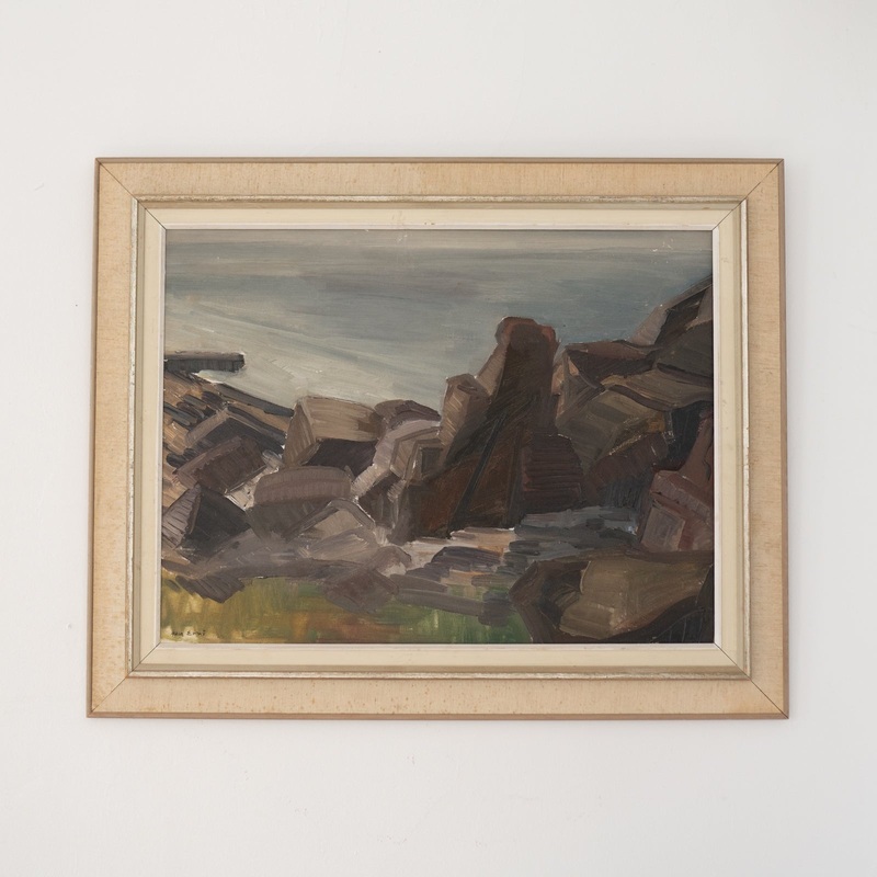 “Rocky Shoreline” Vintage Painting