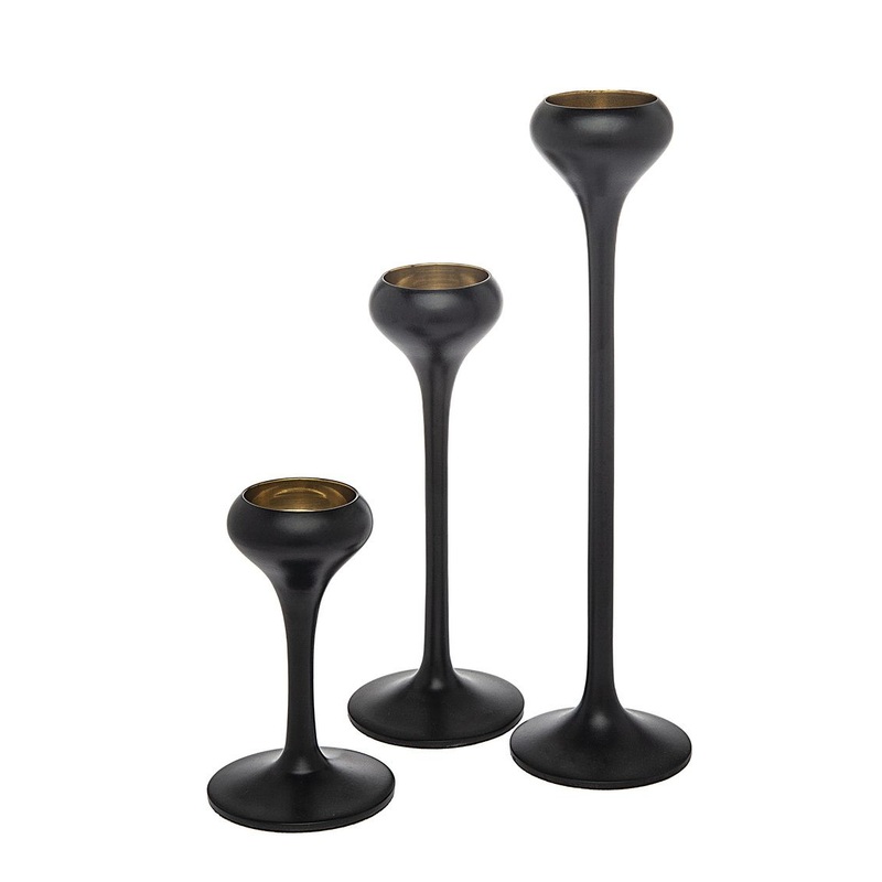 Godinger Nero D’Oro Candle Sticks Set/3
