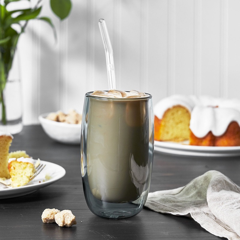 Zwilling Sorrento Double Wall Latte Glass & Straw Set