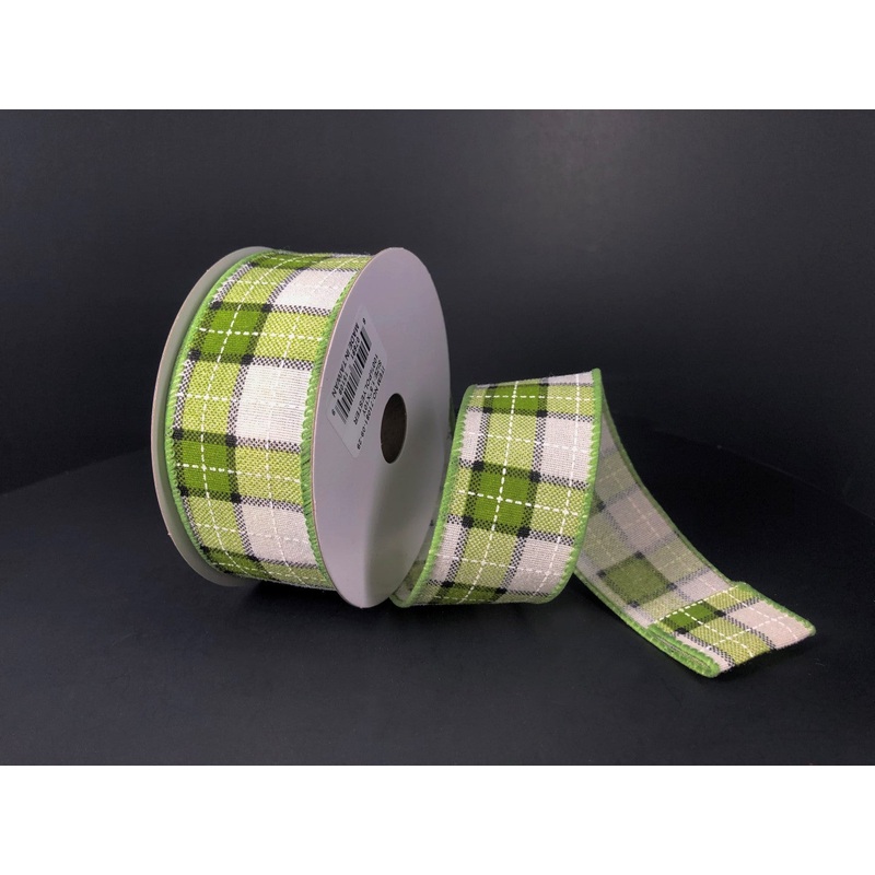 1.5″ Green Square Plaid Ribbon Bolt