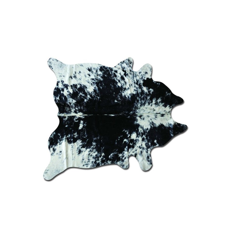 Black Cowhide Animal Print Rug  Stain Resistant, Handmade
