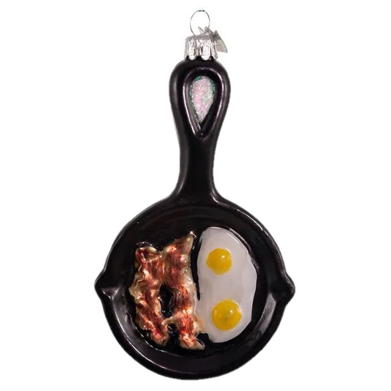 Kurt Adler Noble Gems Glass Ornament for Christmas Tree, Frying Pan
