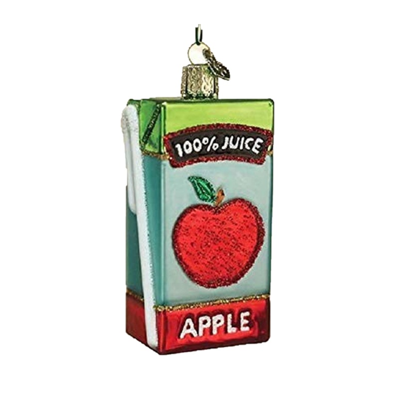 Old World Christmas Glass Blown Apple Juice Box Ornament