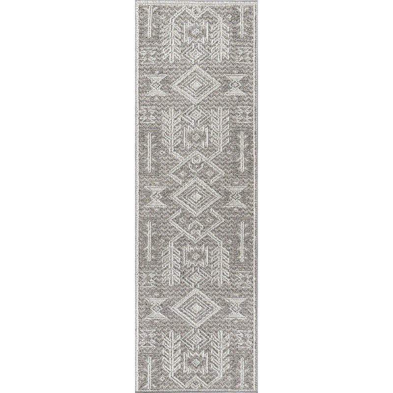 Yara Textured Symbolic Rug | Grey