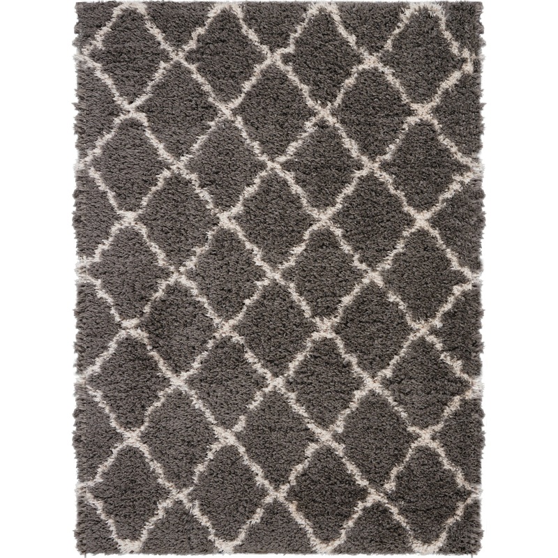 Nourison Luxe Shag 5′ x 7′ Charcoal/Beige Shag Indoor Rug