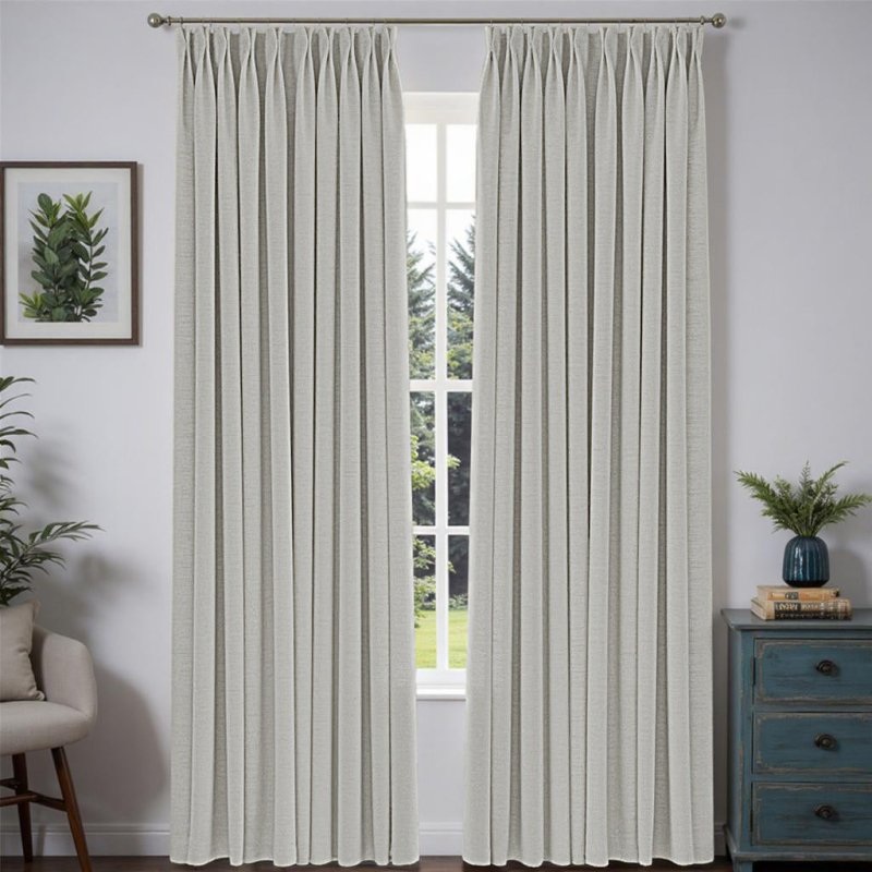 “Serene” Custom Heavyweight Linen Drape Pleated – Grayish White