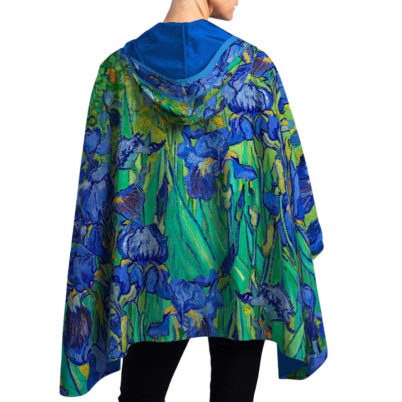van Gogh Irises Womens Rain Cape – Rainproof Breathable Rain Poncho
