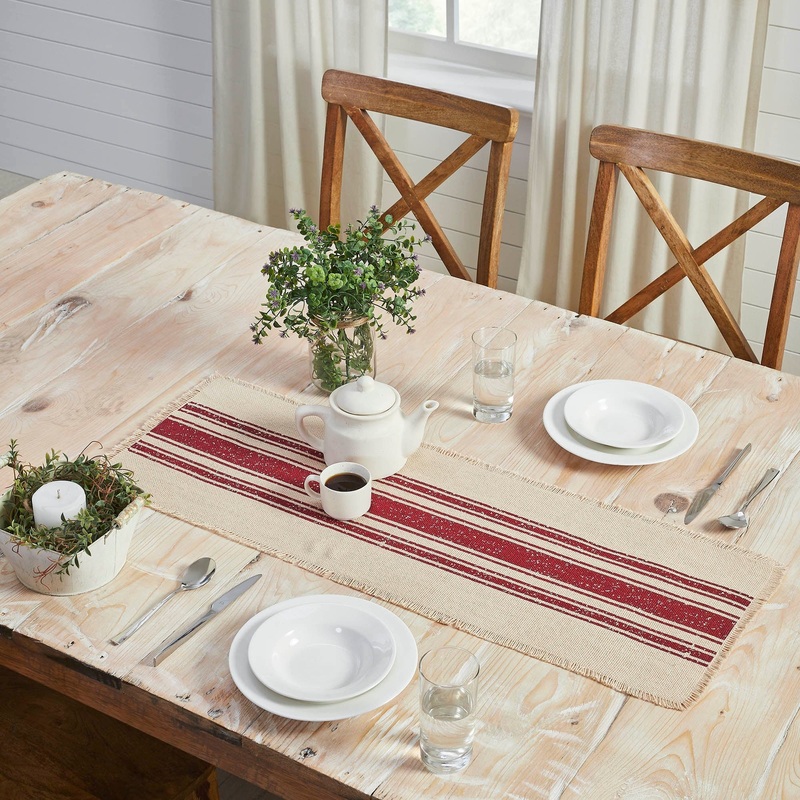 Yuletide Burlap Red Stripe Runner 12×36