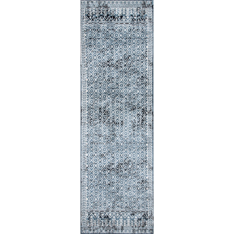 Aida Washable Stencil Rug | Aqua