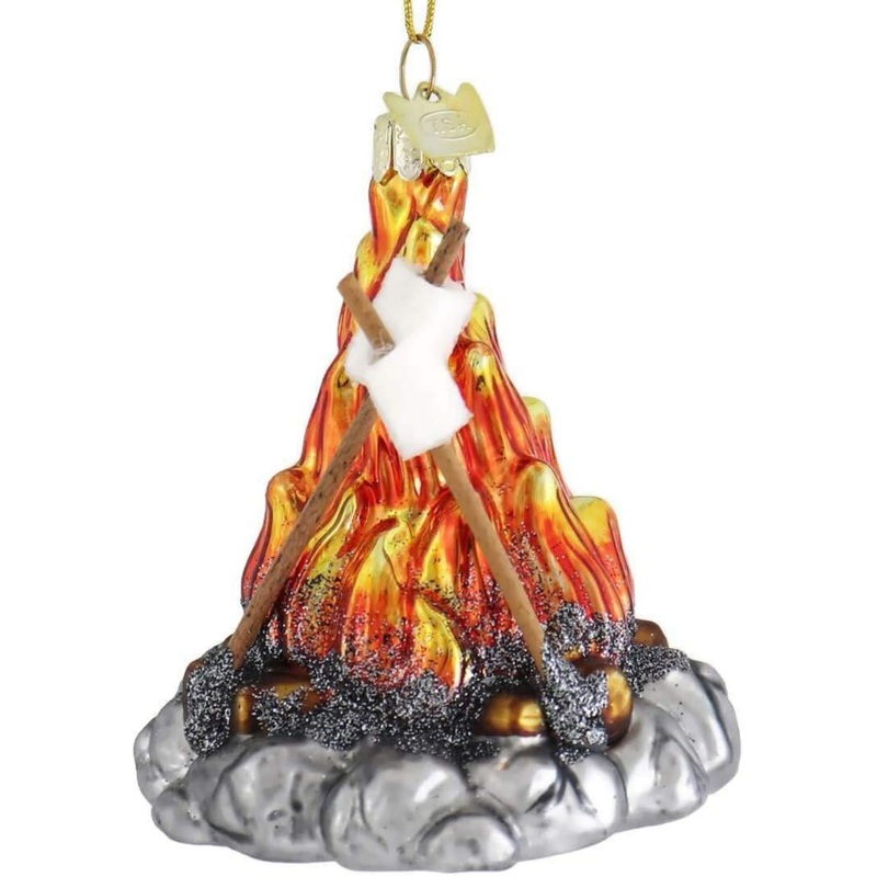 Kurt Adler Noble Gems Glass Ornament for Christmas Tree, Campfire