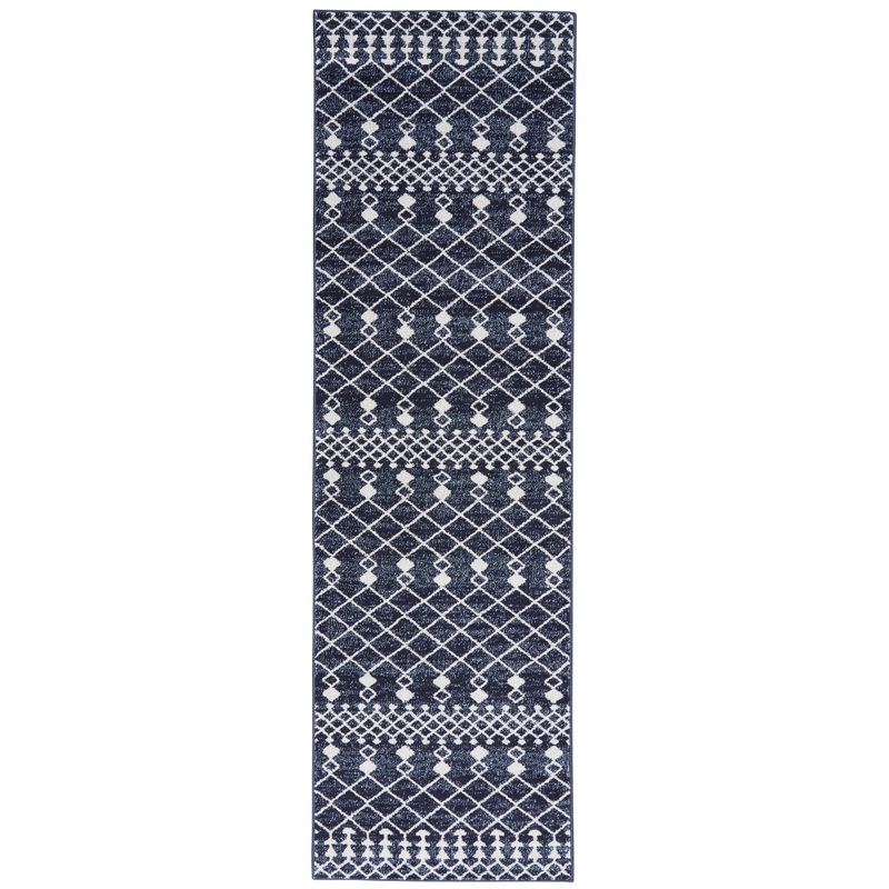 Nourison Palermo 2’2″ x 7’6″ Navy/Grey Bohemian Indoor Rug