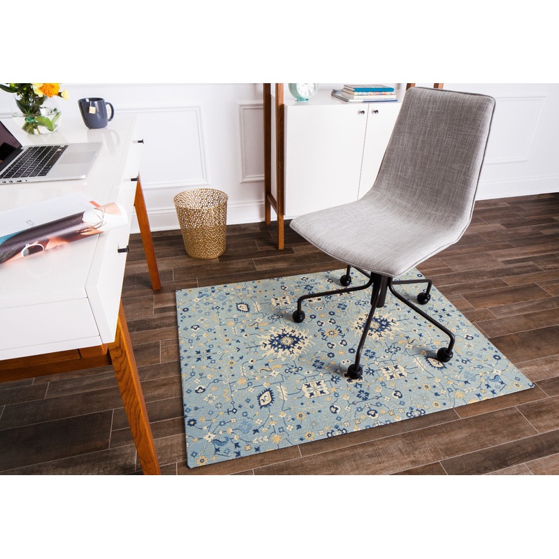 Tabriz 1/2 Chair Mat Blue & Beige