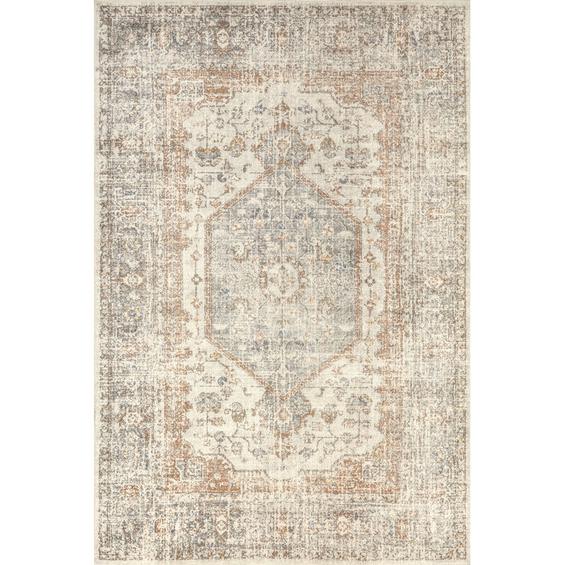 Vintage Medallion Washable Rug | Light Grey