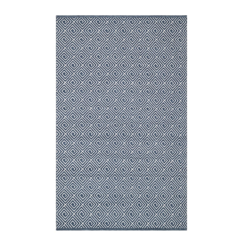 Geo Diamond Handwoven Wool Rug | Blue/Ivory